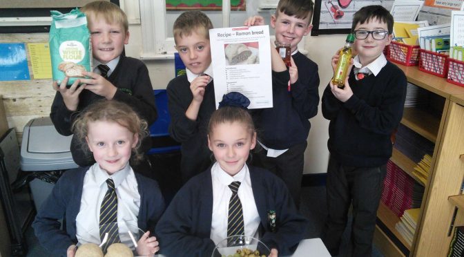 Year 4 learning how to cook and make Roman bread